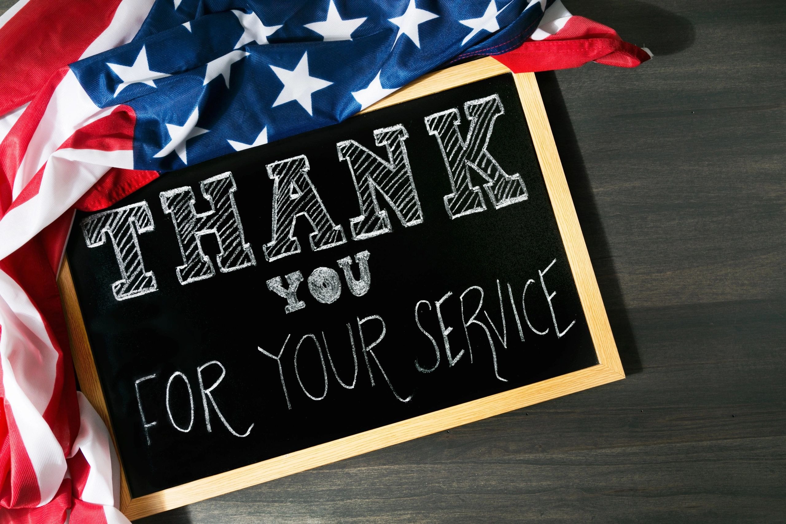 Thank you for your service — American flag chalkboard